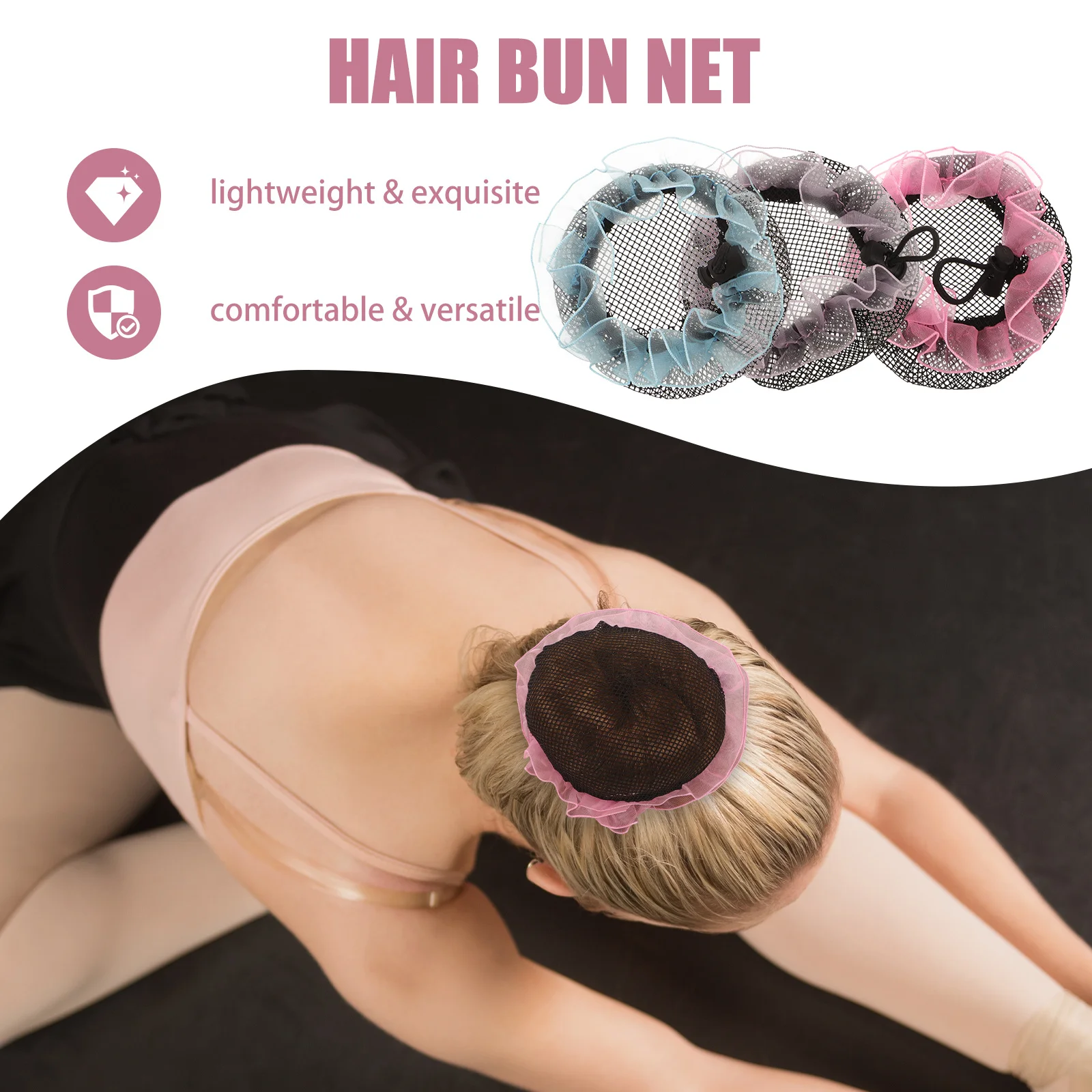 

1Set Ballet Hair Accessories Ballet Bun Hair Net Dance Accessory Comfortable Lightweight Safe for Kids Bun Net