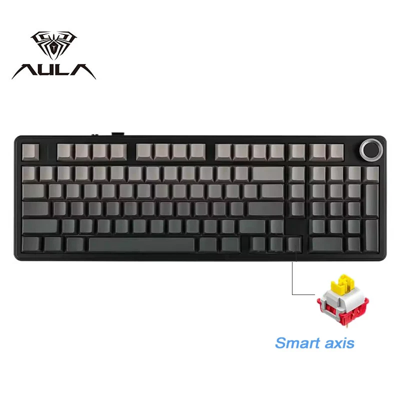 AULA F99PRO Gaming Mechanical Keyboard 99 Key Three Mode Wireless Hot Swappable Gasket Structure Custom Keyboard with Media Knob