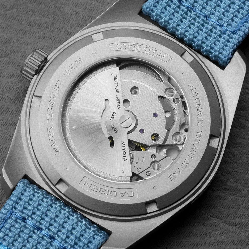 CADISEN TI-7 Autodyne Titanium Steel Automatic Mechanical Canvas Wristwatch MIYOTA 8215 Luminous Sapphire Waterproof Man Watches