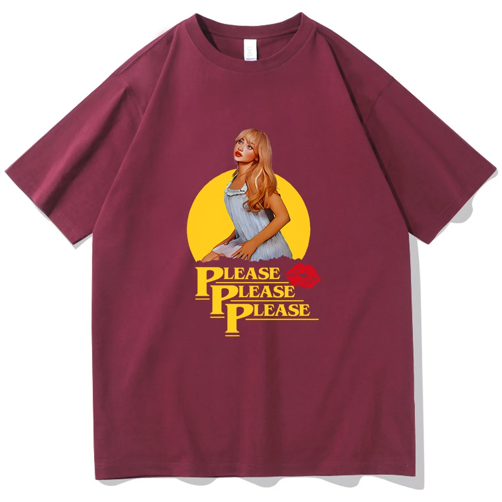 Sabrina Carpenter Please Please Please T-shirt O-Neck Short Sleeve Shirts Fans Gift