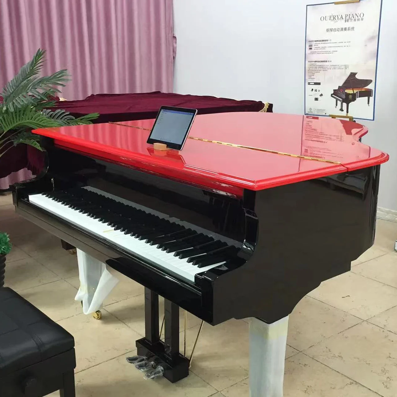 Grand Piano With Red Top The Hotel Plays The Piano Automatically Six Foot Grand Piano