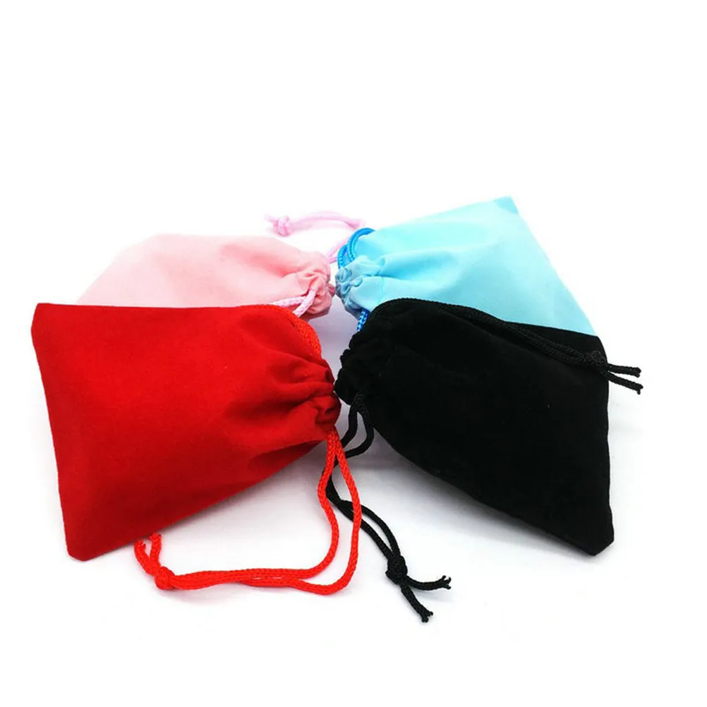 50Pcs 7Cm Red Soft Fabric Drawstring Bag Jewelry Pouch Gift Wedding Party Candy Storage Travel Display Sample Luxury Pouch view 4