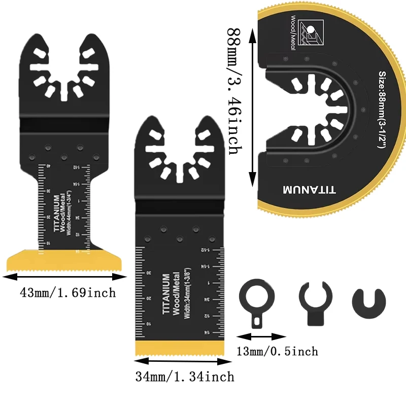 6/12 pcs Titanium Oscillating Saw Blades Kit, Plunge Cutting Multitool Blades for Metal Wood Nails Screws, Flush Cut Universal