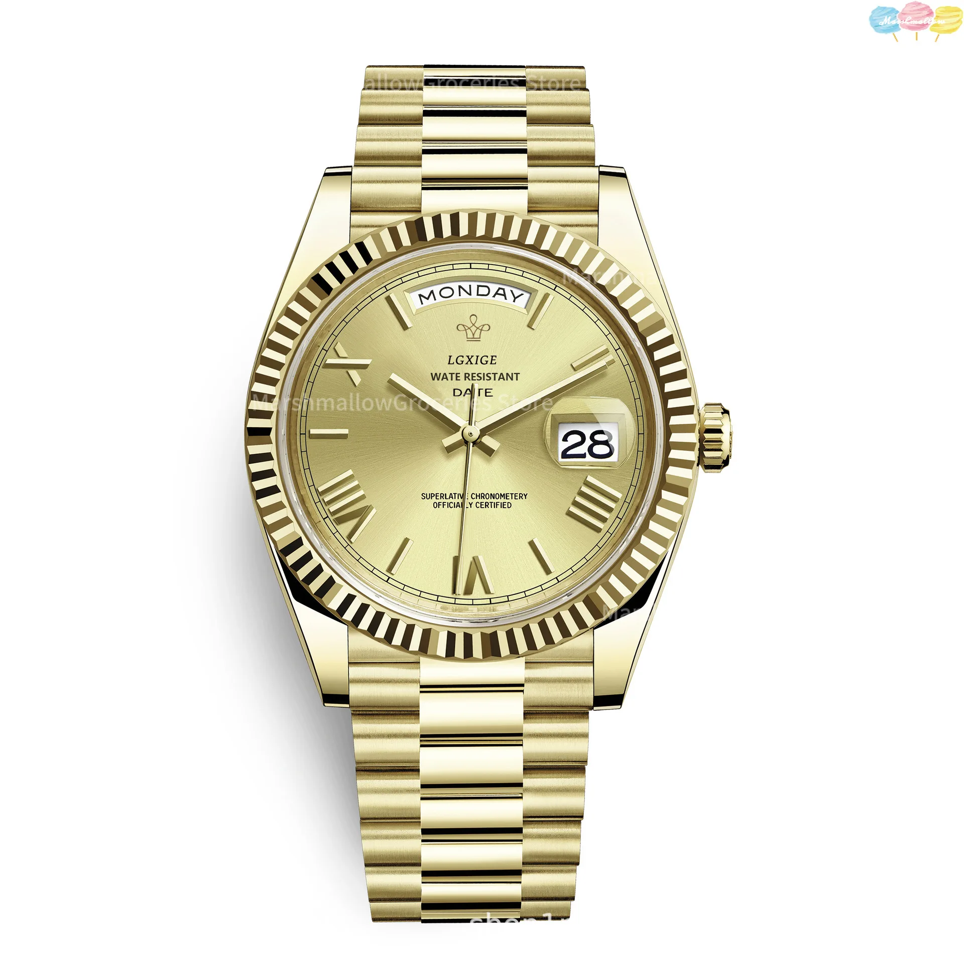 Orologio da uomo con calendario settimanale alla moda, orologio al quarzo importato giapponese, orologio impermeabile