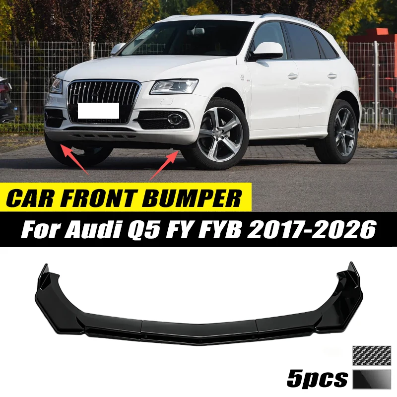For Audi Q5 FY FYB 2017-2026 Front Bumper Lip Front Guard Spoiler High-quality ABS Material Body Kit Front Lip Accessories