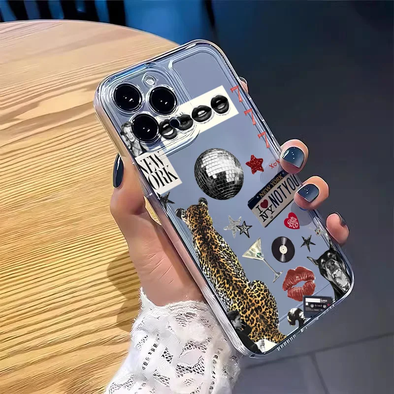 Moda bola de discoteca leopardo caso telefone para xiaomi redmi nota 13 12S 12c 11 10 10c 13c 10s a2 a3 pro plus 4g 5g macio tpu capa