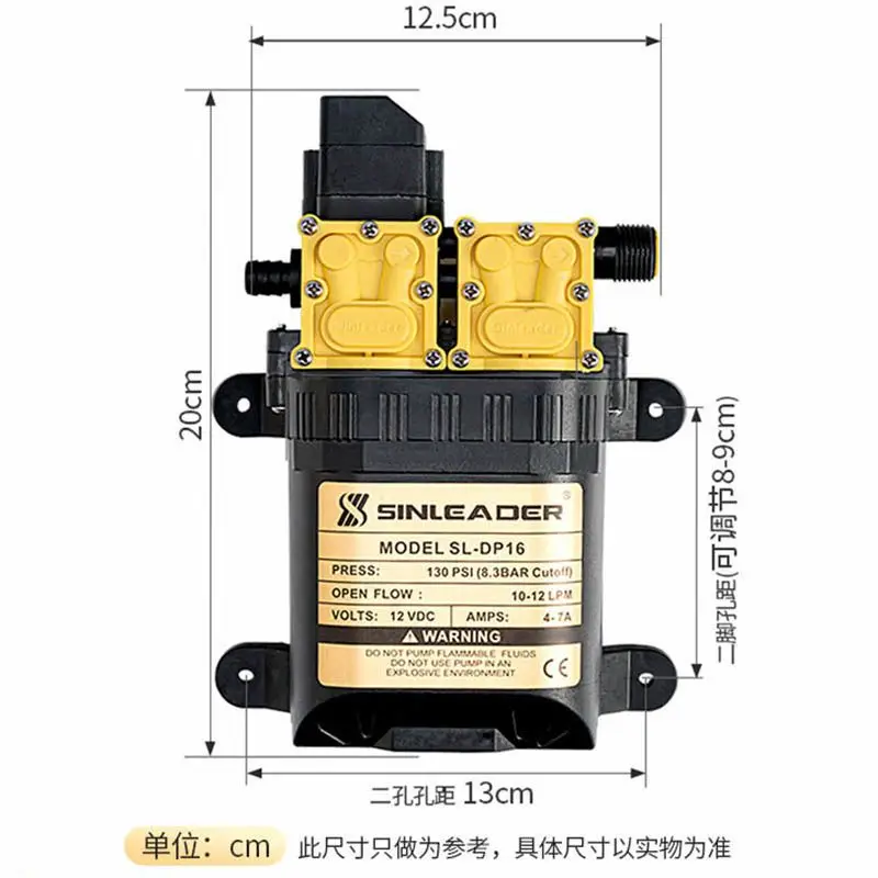 24V Double Core Diaphragm Pump Water Pump Rechargeable Suction Pump Self-priming