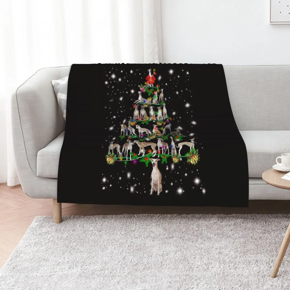 Funny Christmas Whippet Dog Lovers Gift Throw Blanket Custom Bed covers Large Bed linens funny gift Beach Blankets
