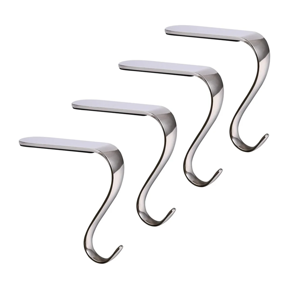 Christmas Stocking Holders Xmas Fireplace Hanger Hooks Holiday Mantel Garland Clips Metal Grips Set of 4 (Silver)