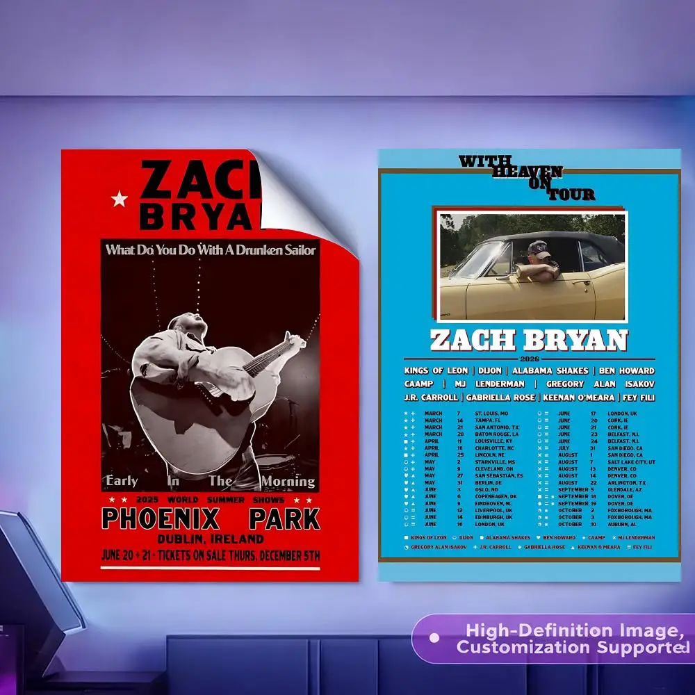 Singer Zach Bryan Painting Calligraphy HD Canvas Poster Crease Free Waterproof All Space Wall Decor