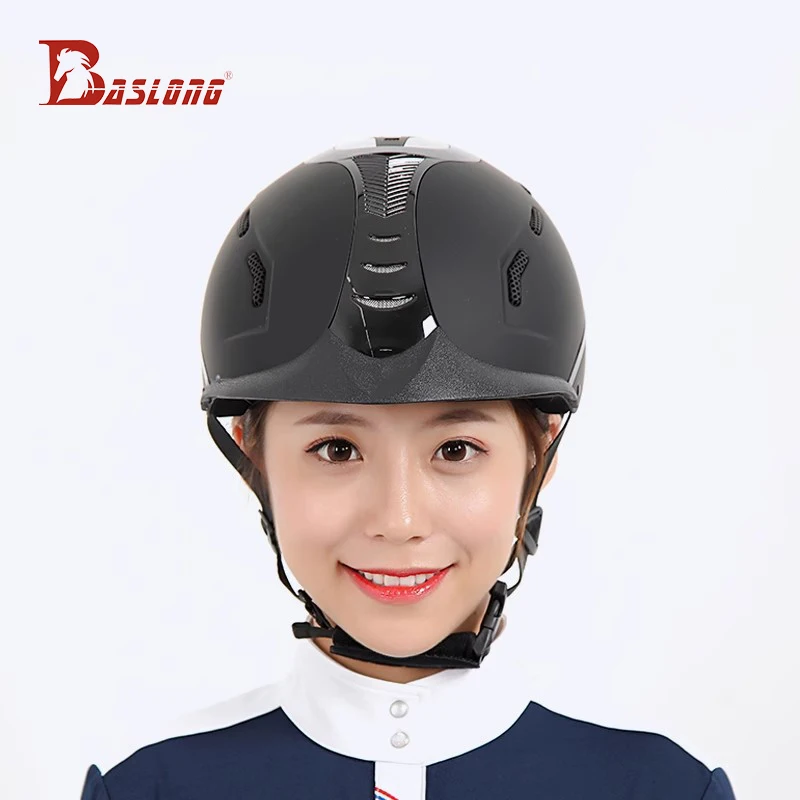 Baslong-casco deportivo ecuestre para niños, casco de montar ajustable, transpirable, equipo de ciclista, arnés
