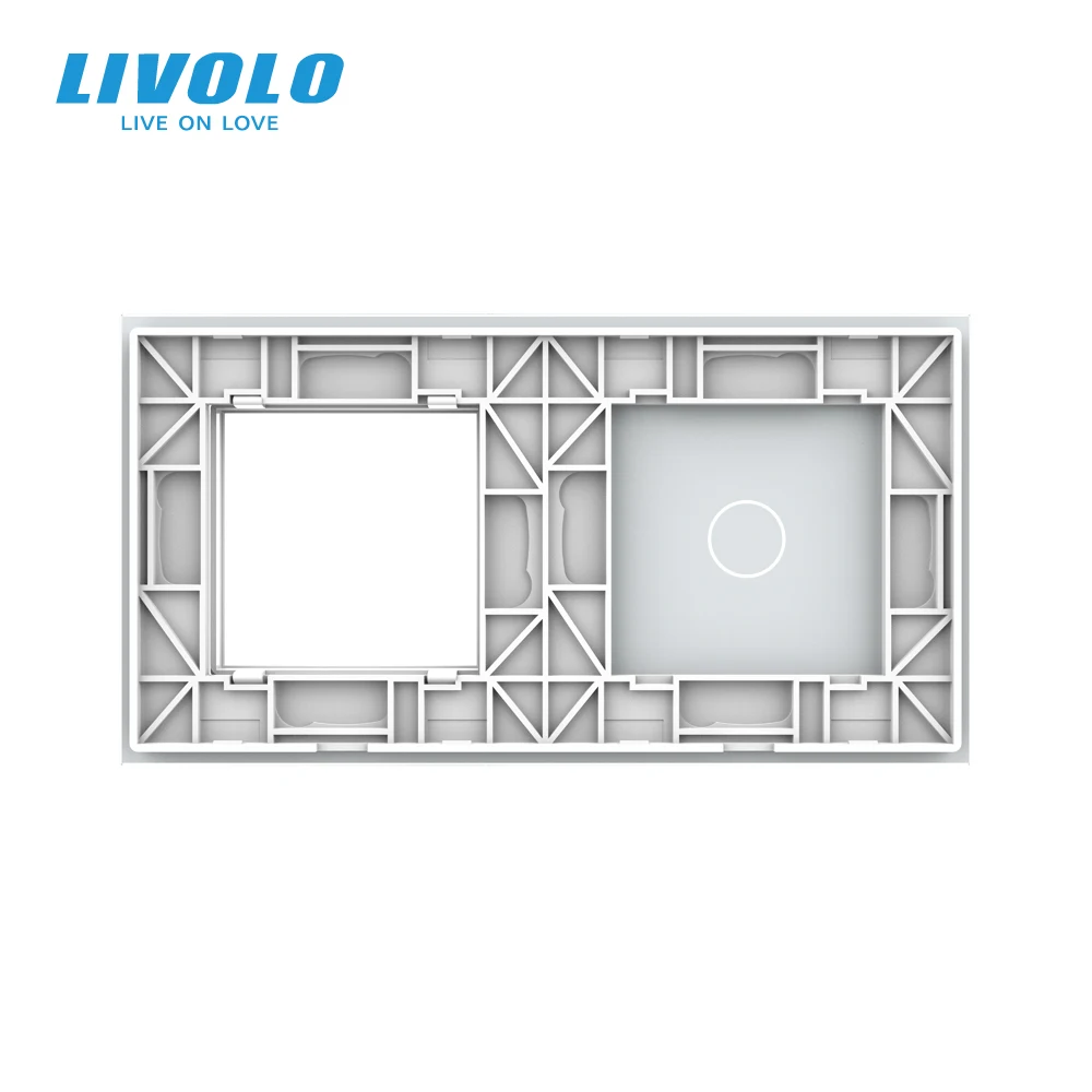 Livolo EU Standard,Luxury White Pearl Crystal Glass,151mm*80mm,1Gang +1 Frame Glass Panel for Switch Tempered Glass Anti Glare