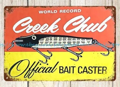 CREEK CHUB LURE fishing bait caster metal tin sign master bedroom ideas