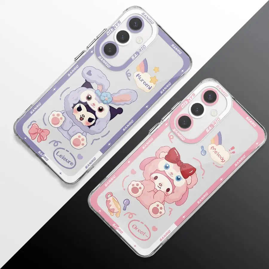 Kuromi Melody Cute Sanrio Phone Case for Samsung Galaxy A15 A73 A72 A53 A52 A42 A32 A23 A22 A24 A13 4G A12 A11 Clear Soft image 4