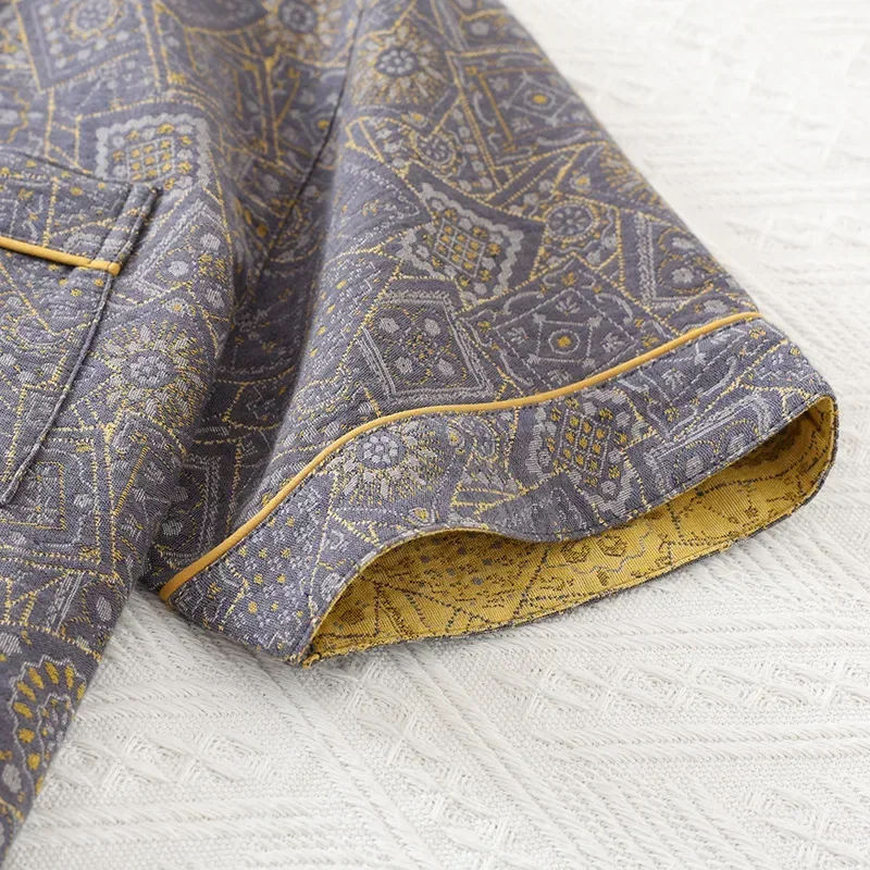 Men's Cotton Color Woven Summer Short Sleeved Shorts Pajamas Set Thin Men Sleepwear Clothes for Home Wear Roupa De Dormir