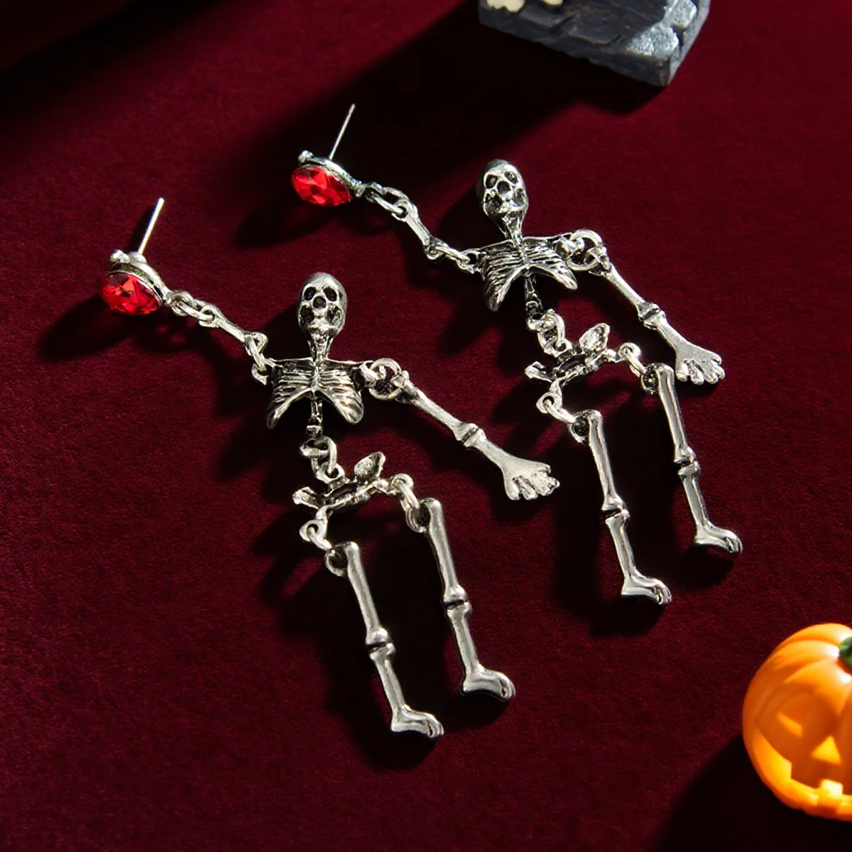 Skull Skeleton Dangle Earrings For Women Gothic Dark-style Halloween Metal Bone Frame Unique Spooky Design Punk Pendant Earrings