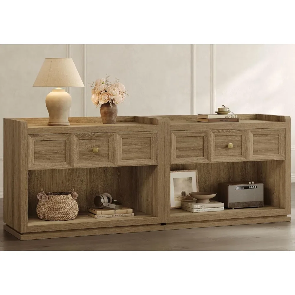 

31" Wide Nightstands Set of 2, Large Night Stands with Drawer, Oversized King Size Nightstand Bedside Table for Master Suite, Ru