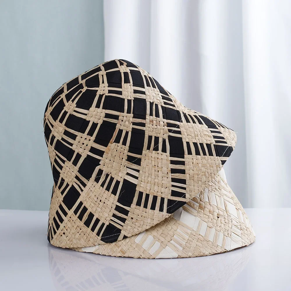 

2025 Womens Lafite Straw bucket Hats Panamas UV Protection Sun Visor Beach Hats fashion Visors Foldable Women's summer sun hat