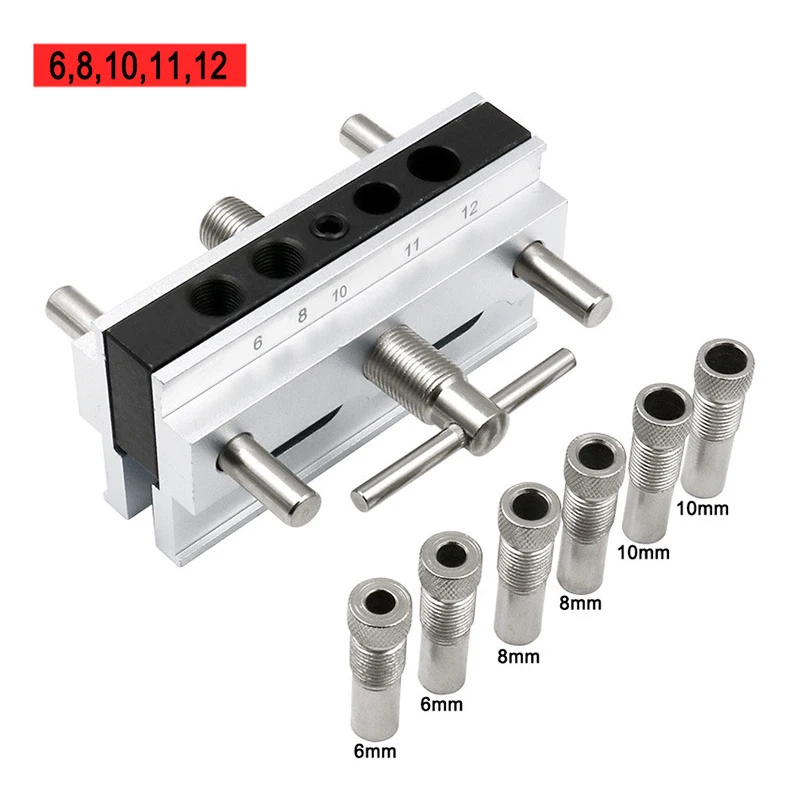 Imagem -03 - Bolso Buraco Auto-centralização Vertical Doweling Gabarito Broca Guia Localizador Buraco Perfurador Ferramenta Kit 10 mm Marcenaria Ferramenta de Carpintaria Gabarito