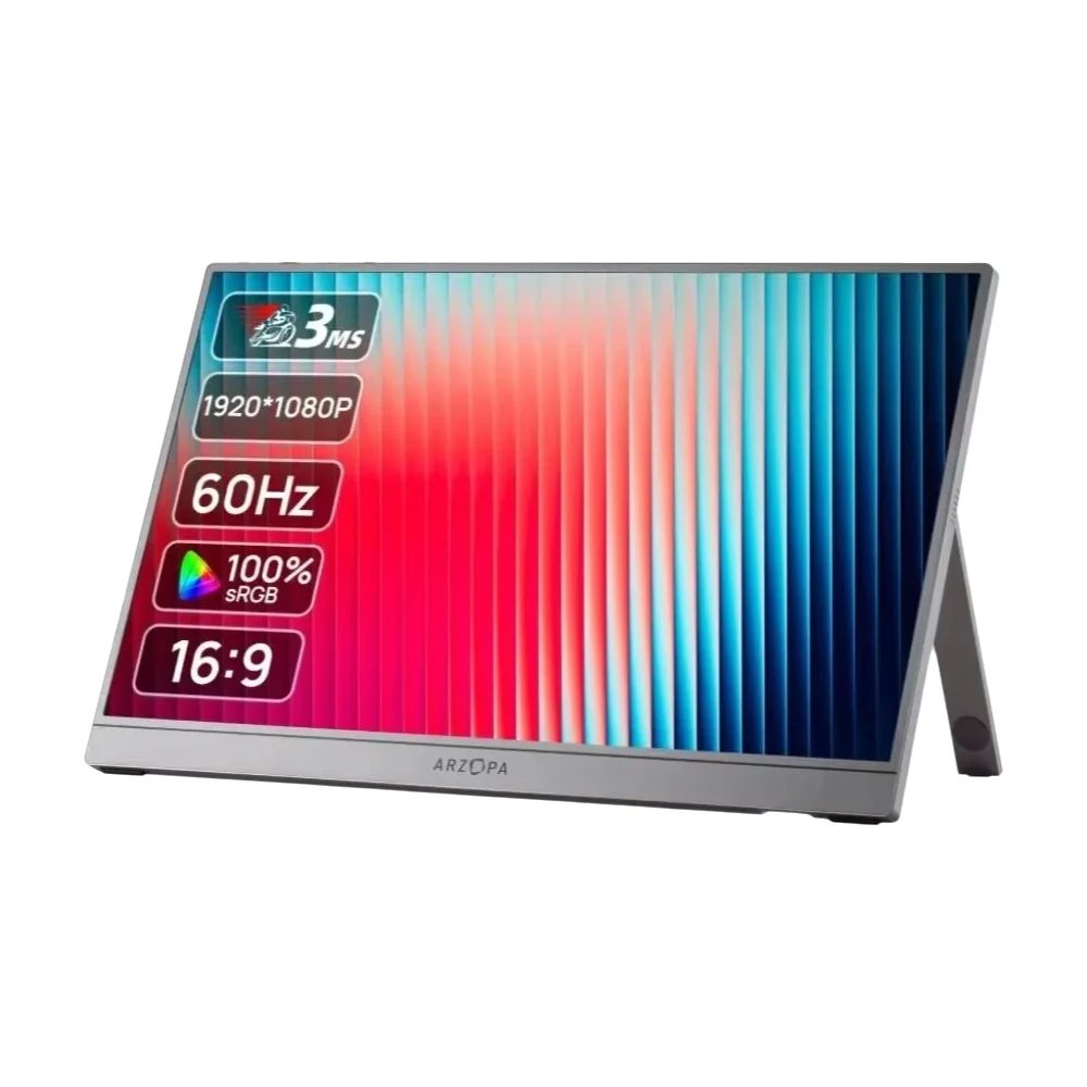 Monitor Portátil para Jogos ARZOPA de 16,1 Polegadas, 1080P 300cd/ ㎡ Tela IPS para Laptop Mac PC Switch PS Xbox Display Externo Z1C Cinza