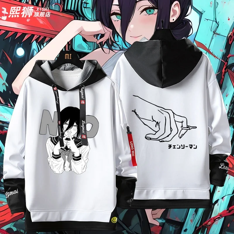 

Свободная толстовка с капюшоном Sawant Chain Saw Man Manga Одежда из полиэфирной ткани Long Sve Толстовка с принтом для студентов и молодежи