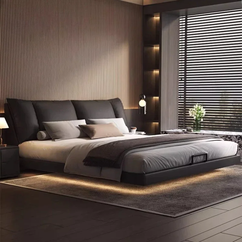 

1.5m 1.8m Suspend Bed Modern Simple Leather Master Bedroom Double Bed Bedroom Furniture Marriage Bed 2 People Bases And Frames