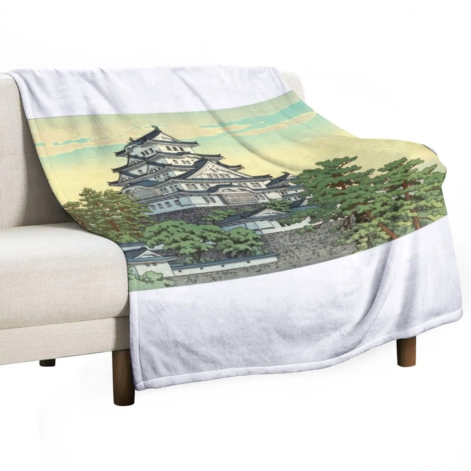 Kawase Hasui Pacific Transport Lines Himeji Castle Throw Blanket Luxury St Flannels Comforter Blankets