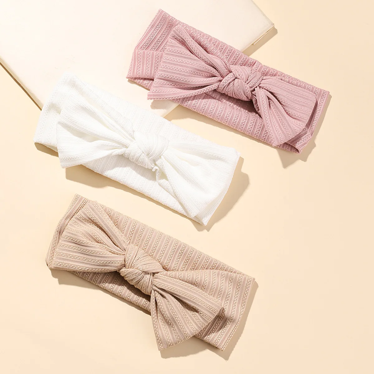 3pcs Solid Cable Bow Baby Headband for Infant Headwear Kids Elastic Turban Headwraps Newborn Boys Girls Hair Accessories