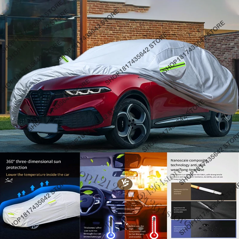 Volledige autohoes compatibel met Alfa Romeo Tonale 2022-2025, all-weather buitenbescherming, zon-, UV-, regen- en stofdicht.