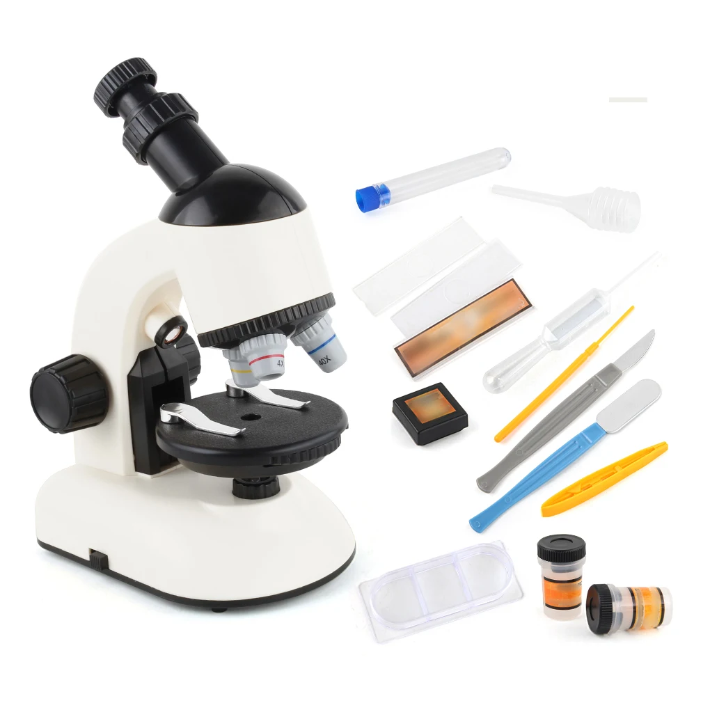 Students Rotatable Microscope Home 400X 1200X Magnification Times LED Microscopes Magnifier Science Tool White