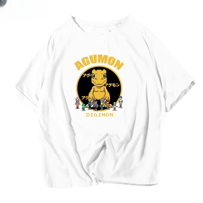 Anime Digimon Adventure Oversized T Shirt Women Men Angemon Agumon Lilimon Angewomon Summer O-neck Short Sleeve Cotton T-shirt view 6