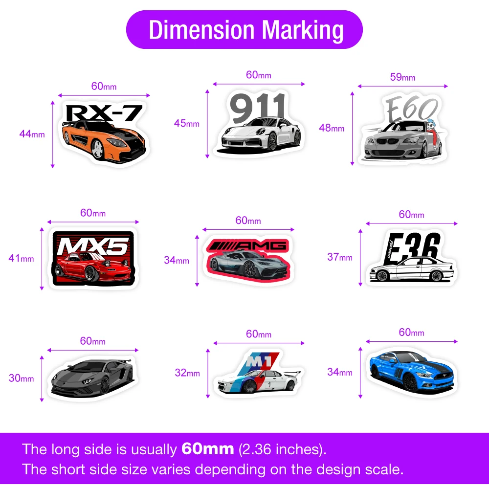 JDM Super Car Stickers DIY Kids Toy Gift Decal for Phones Laptops Cups Cars Luggage Racing Drift Tuning Enthusiasts Waterproof