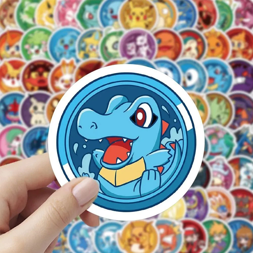 10/30/50/100pcs Cute Cartoon Pokemon Kawaii Badge Stickers for Kids Cartoon Pikachu Bulbasaur Charmander Anime Decals Toys Gift