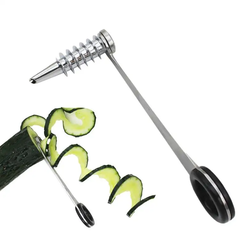 Cuchilla cortadora en espiral para pepino, zanahoria, patata, cuchillo en espiral para verduras, herramienta de cocina, rizador de acero inoxidable, accesorio de cocina de mano