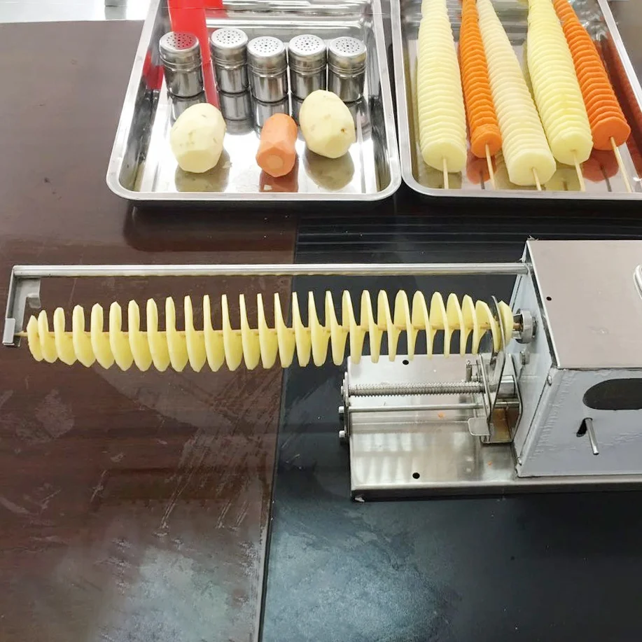 

Automatic Spiral Potato Tower Machine Electric Tornado Potato Chips Spiral Cutting Twister Slicer Street Snack Food Maker