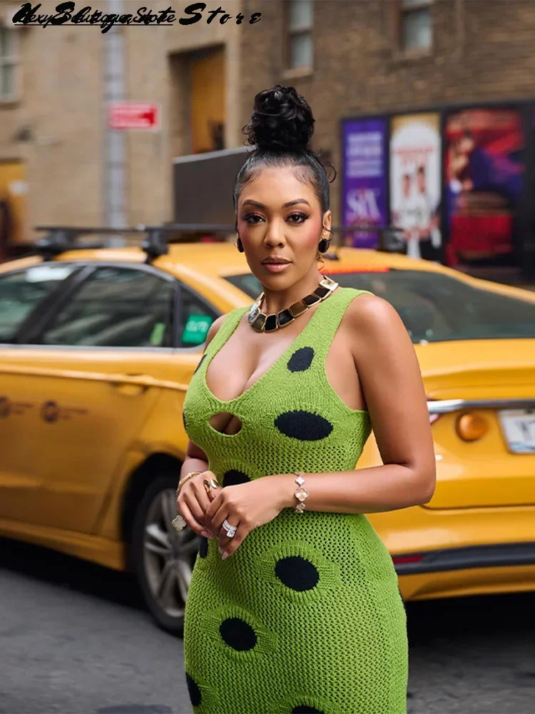 Mulheres sexy ver através de malha maxi vestido oco para fora profundo pescoço pote robes borla hem garfo festa vestidos 2025 nova senhora clube vestido