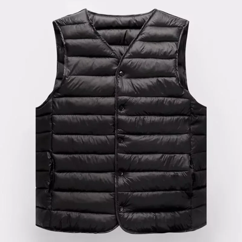 

Новинка 2025 года, мужской легкий облегающий пуховый хлопковый жилет, теплый короткий стильный жилет, внутренний внешний носимый жилет большого размера