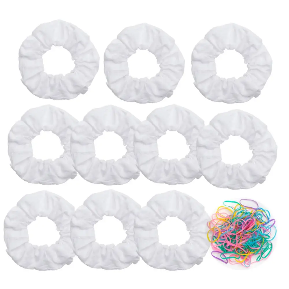 

10 Pack White Cotton Scrunchies for Tie Dye, Hair Ties Pony Tail Holder Party