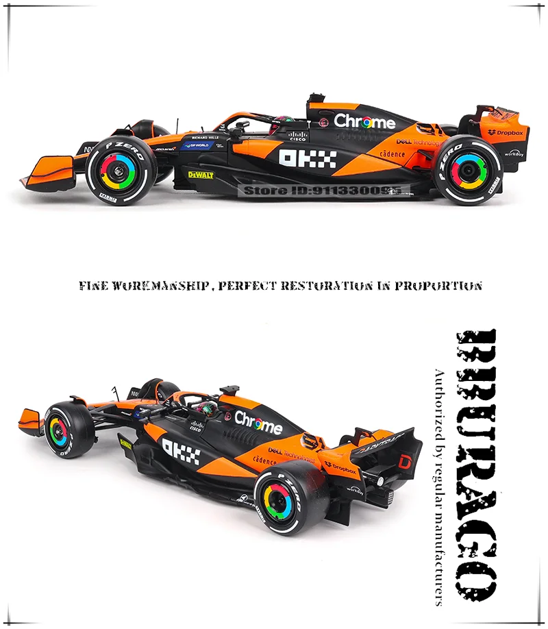 Bburago 1:24 McLaren F1 Team 4 # Lando Norris 81 # Oscar Piastri Druckguss-Automodell Geschenkspielzeug Ferrari Red Bull Mercedes Benz – Detail 5
