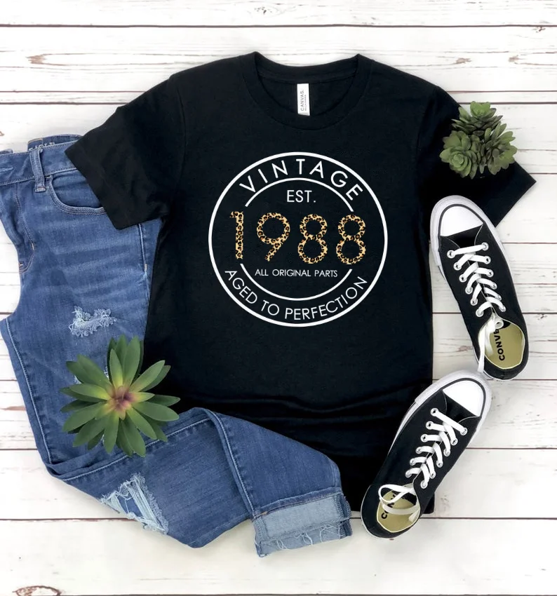 Limited 1988 Edition 35th Birthday Shirt Funny Graphic Cotton Women Tshirt Short Sleeve Tees y2k Kawaii O Neck Female Clothing