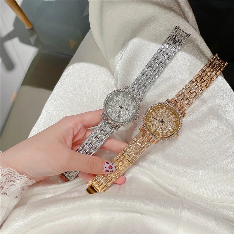 Women\'s Watches Fashion Bling Casual Ladies Clock Female Quartz Gold Watch Crystal Diamond For Woman montre femme A303