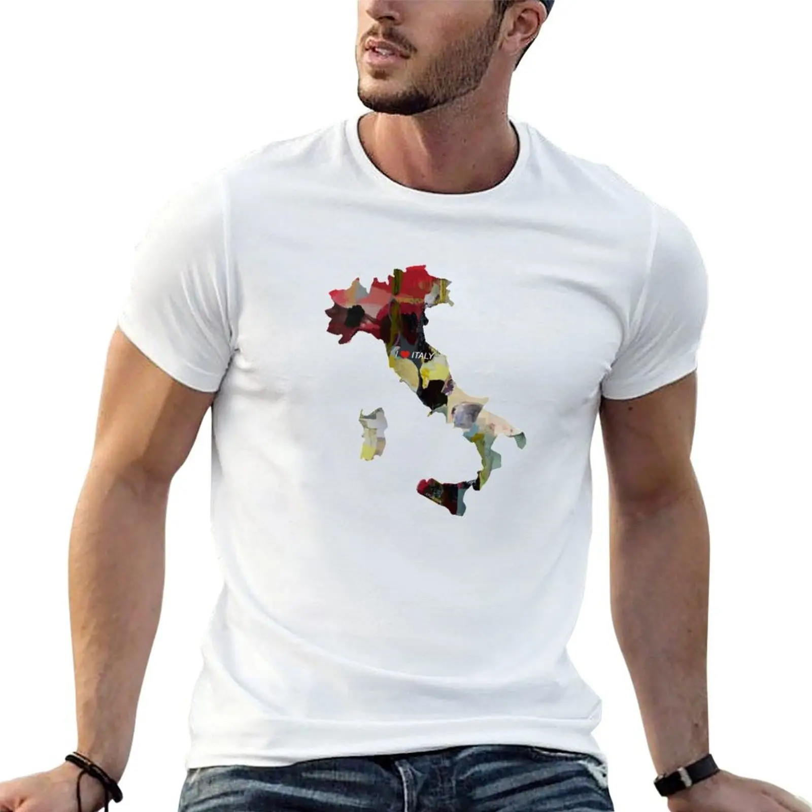 

I LOVE ITALY, ART SILHOUETTE T-Shirt t shirt man luxury cotton t shirts high quality T-Shirt