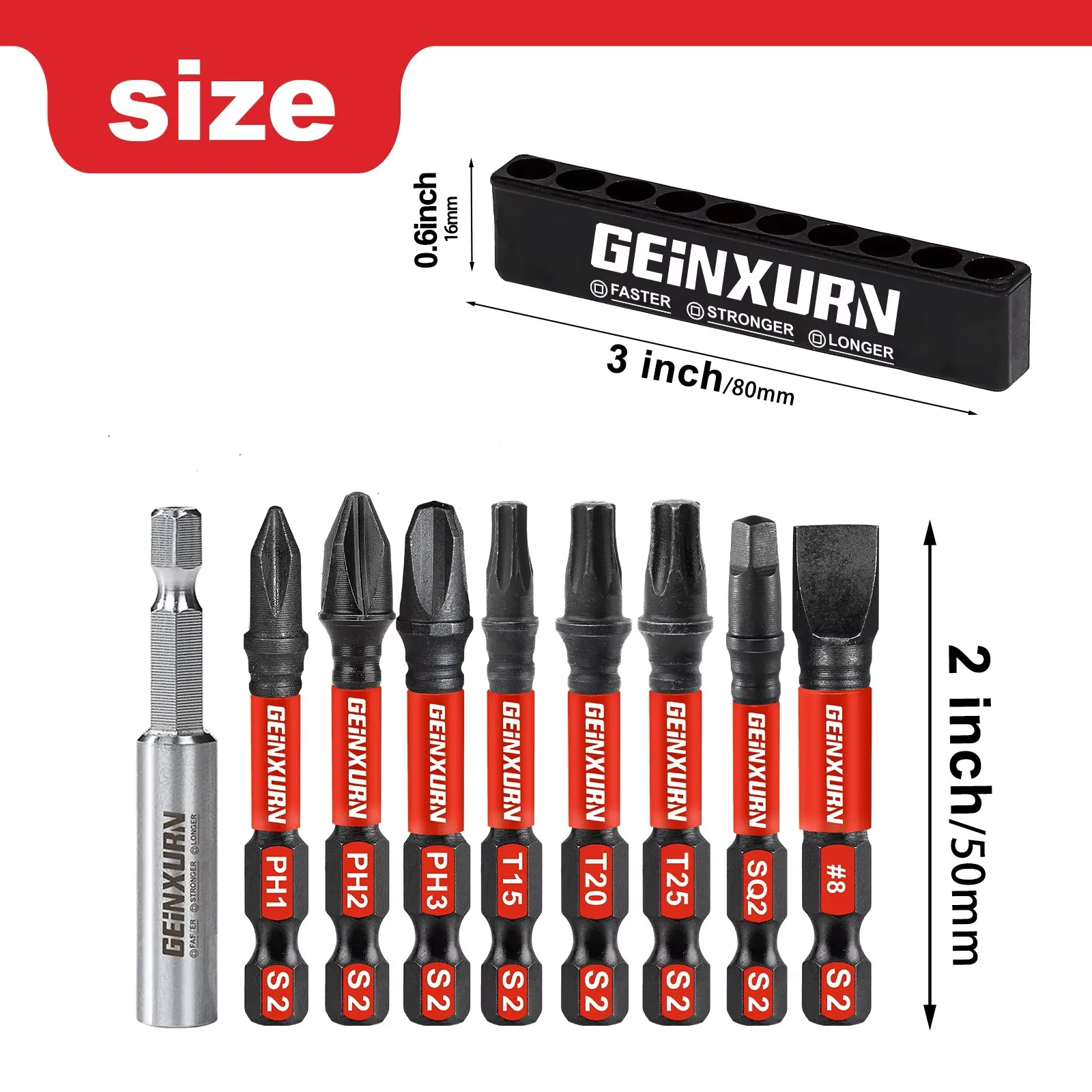 Geinxurn 2'' Stainless Screwdriver Bit Holders, Motorcycle Repair Tools & Suitable for Motorcycle Maintenance