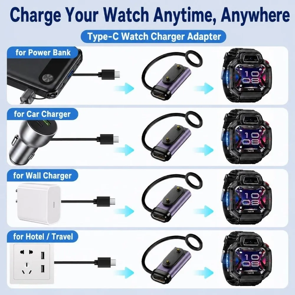 N52 Magnetic USB-C Watch Charging Adapter Watch Charger Converter for Huawei Watch X1/X1 Pro/5X Pro/Band 6/7/8/9/10/Fit 3
