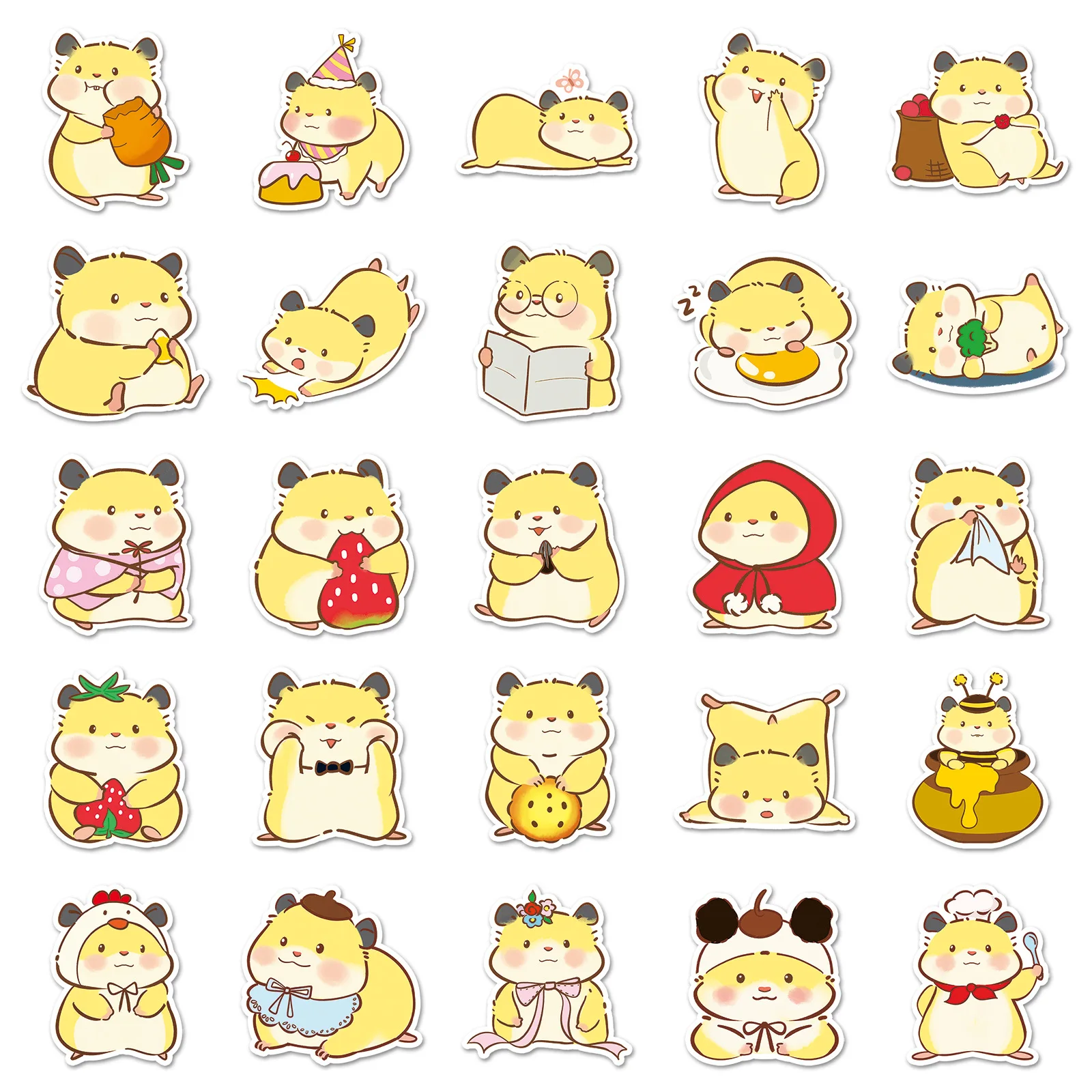 50 pçs bonito dourado hamster animal de estimação graffiti adesivos kawaii animal dos desenhos animados decalque notebook telefone guitarra skate adesivo à prova dwaterproof água