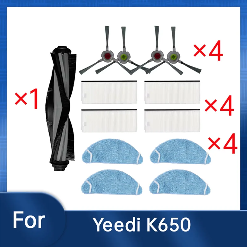 Yeedi K650 용 SANQ 자체 비우기 로봇 진공 메인 사이드 브러시 걸레 먼지 봉투 초내구성 액세서리 필수 진공 액세서리