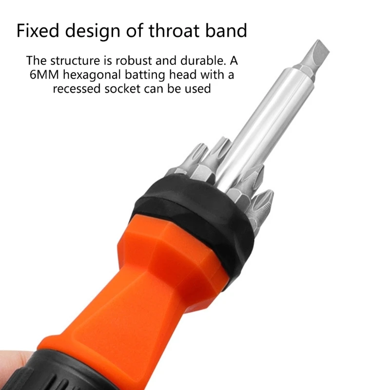 6-In-1 Multi-Bit Screwdriver Set 17cm Length Screwdriver and Bits Magnentized Shaft For Securing Bit