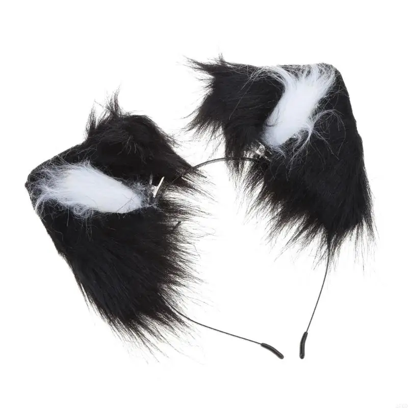Cerchietto per capelli in pelliccia sintetica realistica con orecchie gatto in peluche 270D per convenzioni anime cosplay