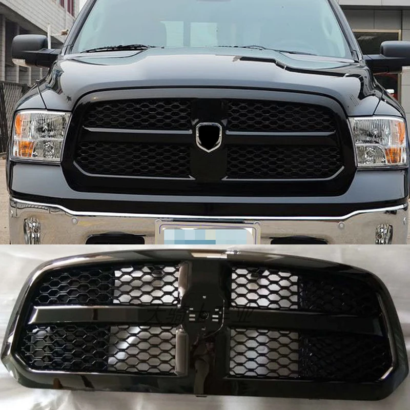 

Ruxin Car Tuning Parts Honeycomb mesh Longhorn Gloss Black front centre grille For dodge ram 13-18 ram 1500