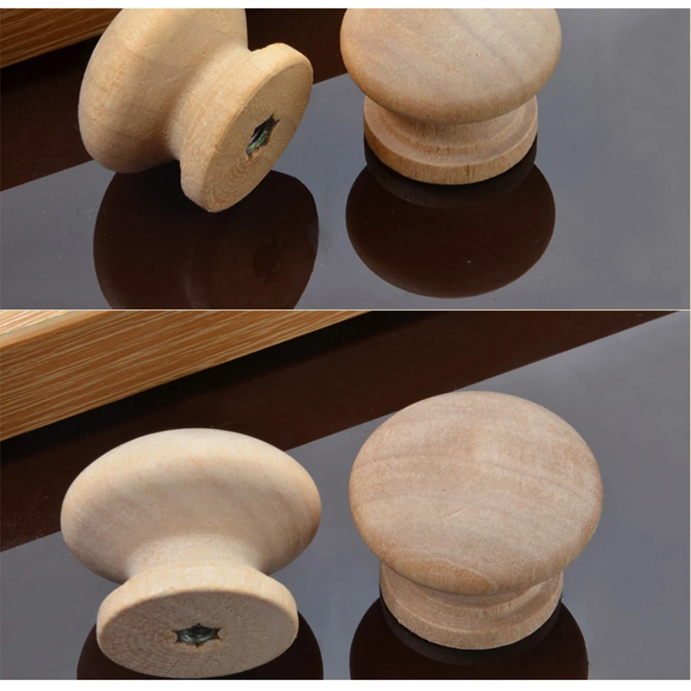 

15 PCS Beech Round Handle Cabinet Knob Office Drawers Wood Door Knobs Pull Cupboard